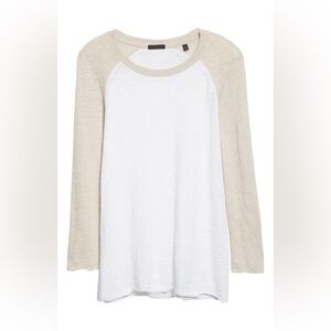 ATM Anthony Thomas Melillo Beige and White Long Sleeve Tee